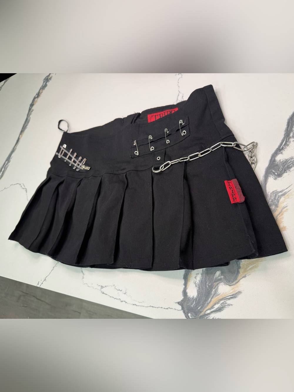 Tripp Nyc Safety Pin Zipper Pleated Mini Skirt Size XL